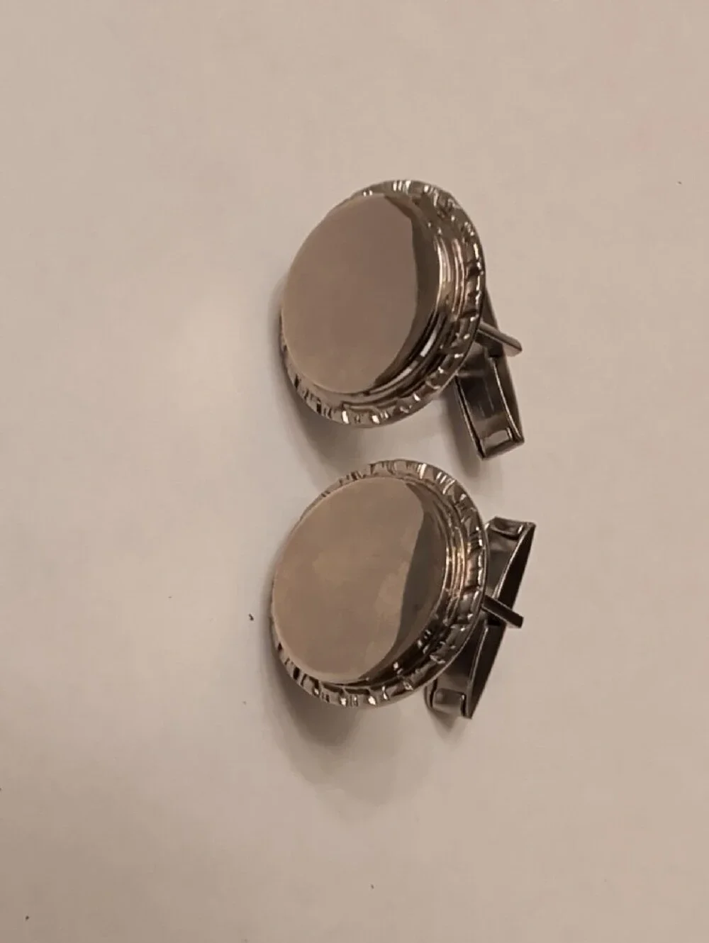Vintage Silver Tone Round Men's Cuff Links